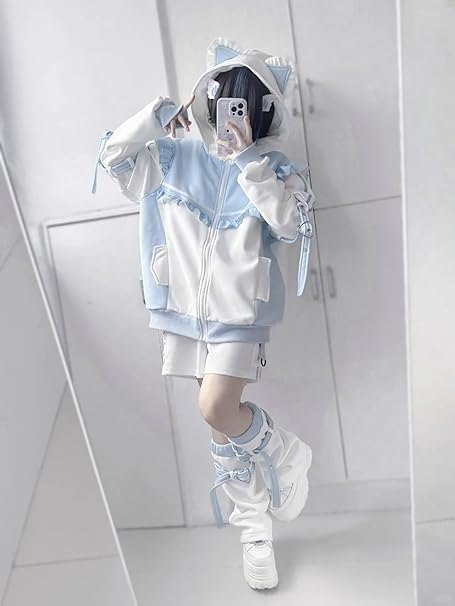 y2k サブカル パンク シャツ ジップ パーカー 猫耳 アニメ madgirl MAD ネコミミジップパーカー